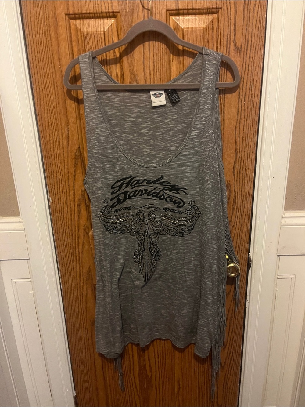Harley-Davidson Gray Sleeveless Tank with Black Winged Logo